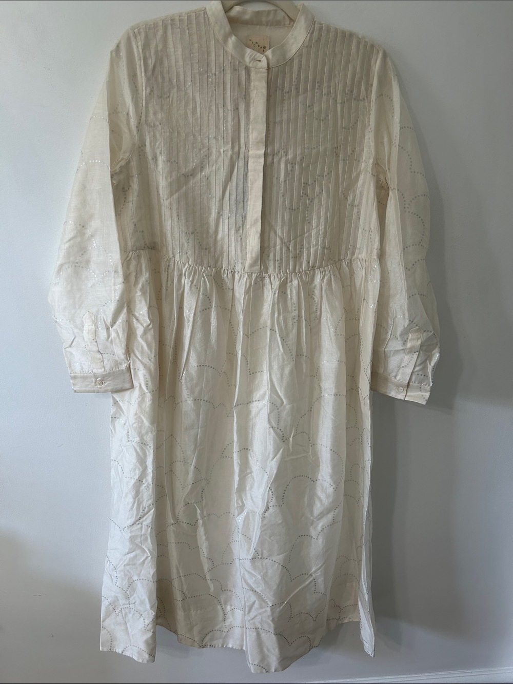 NicoBar Crescent Pintuck Kurta Ivory/Silver Cotton/Silk Size Medium NWT Tunic - Picture 14 of 16